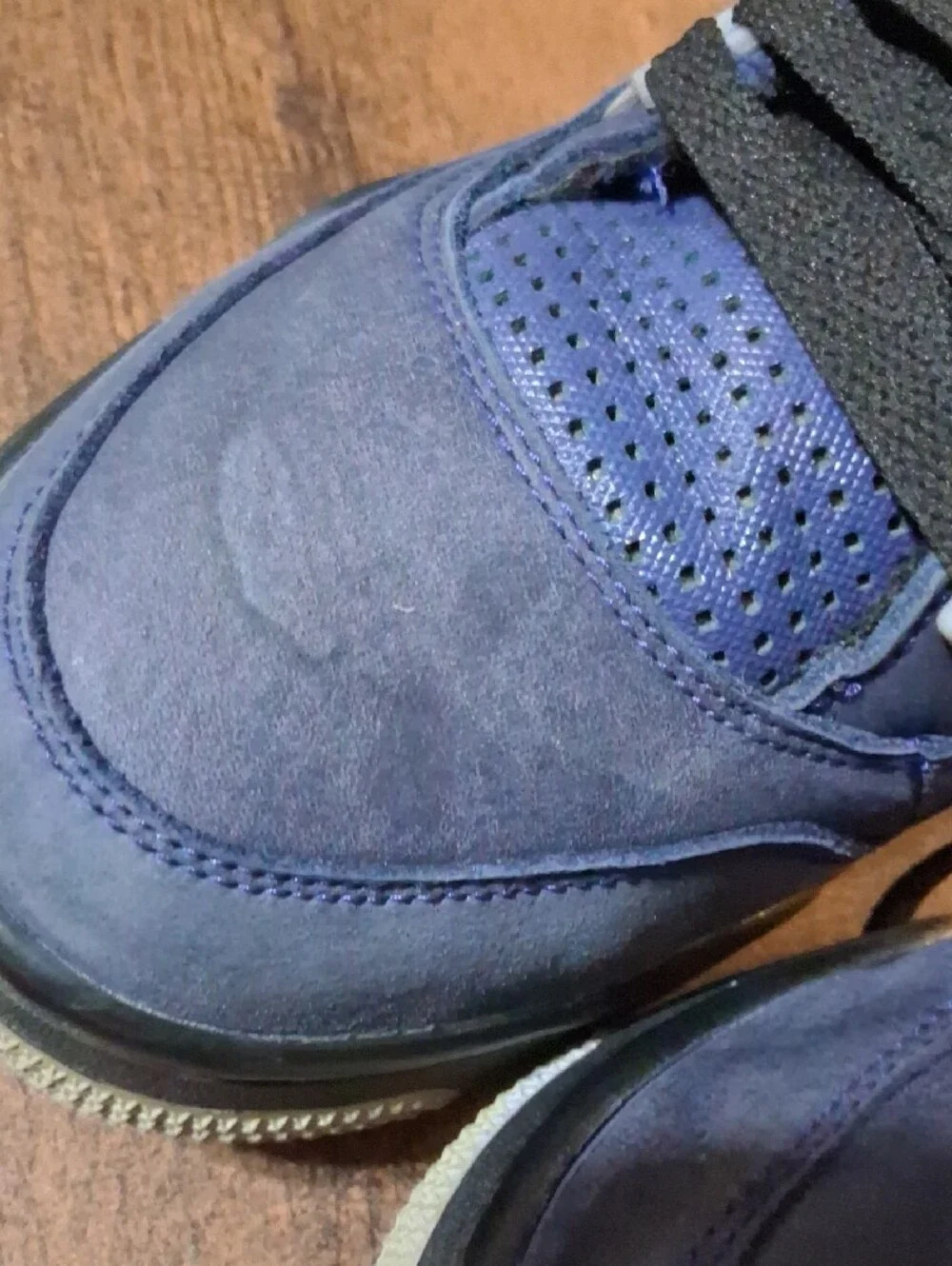 Jordan Men's Navy and Orange Suede High-Top Sneakers